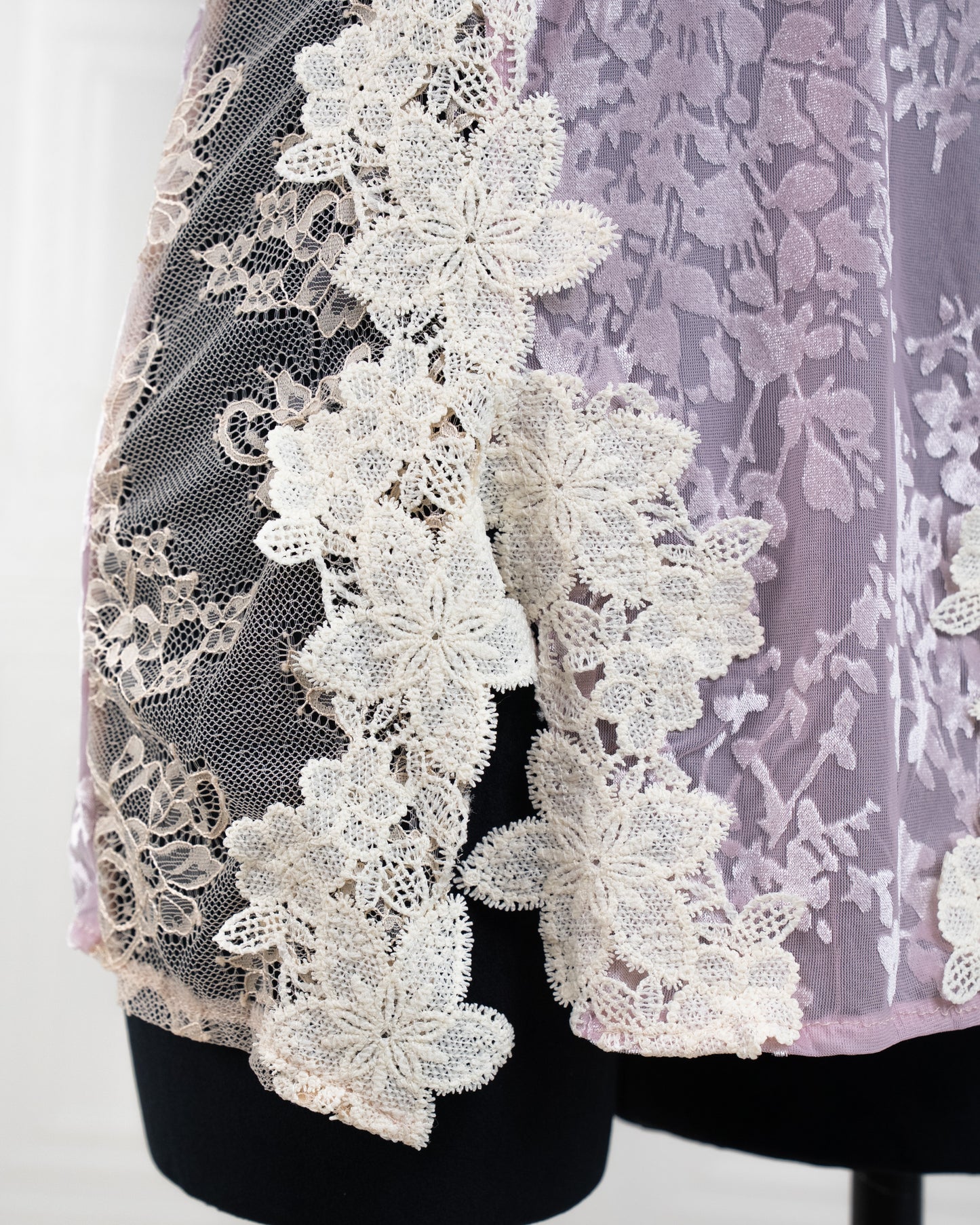 Heavy-Weight Printed Lace Cami Dress Purple - Fever Lingeries