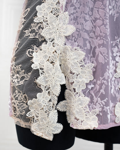 Heavy-Weight Printed Lace Cami Dress Purple - Fever Lingeries