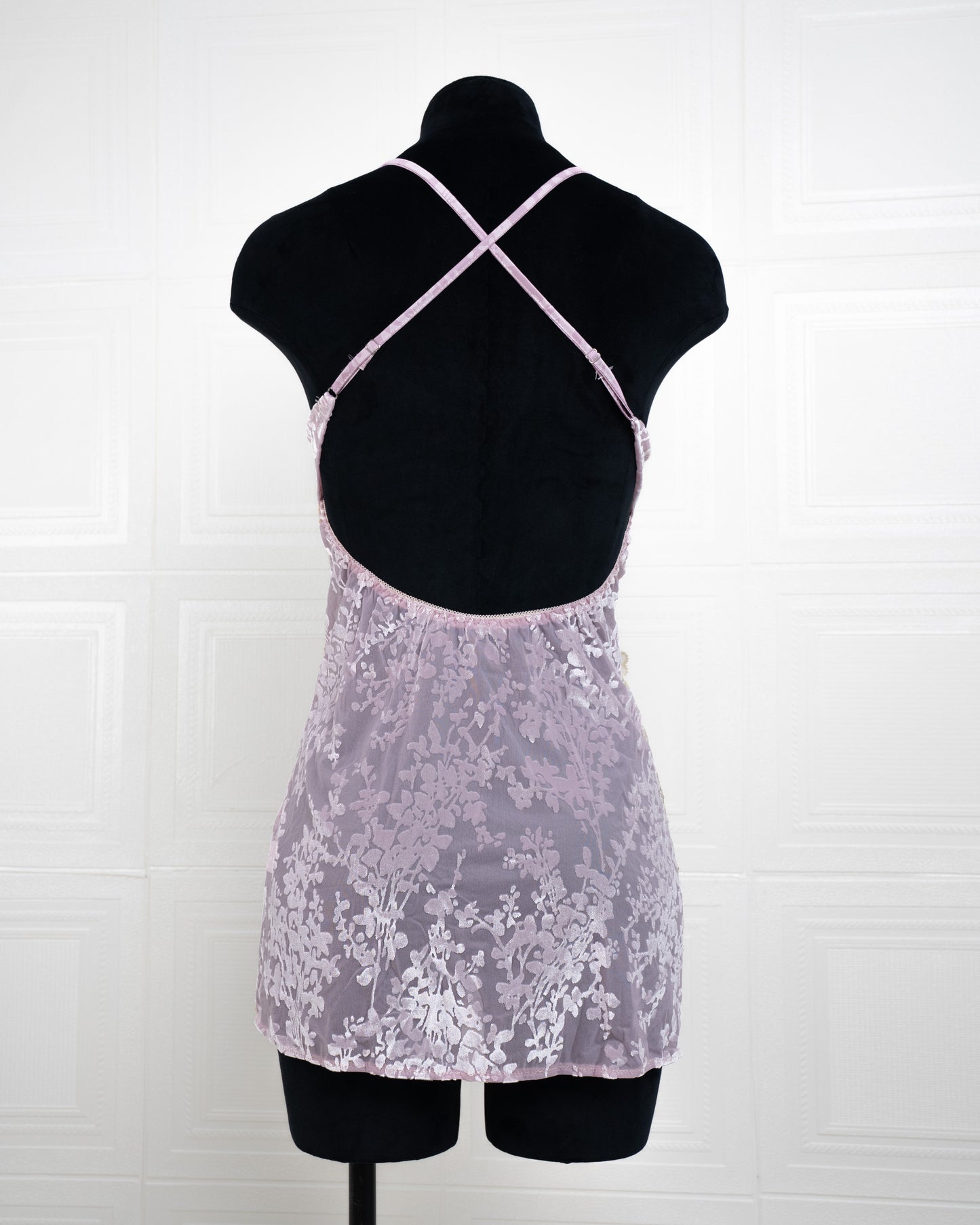 Heavy-Weight Printed Lace Cami Dress Purple - Fever Lingeries