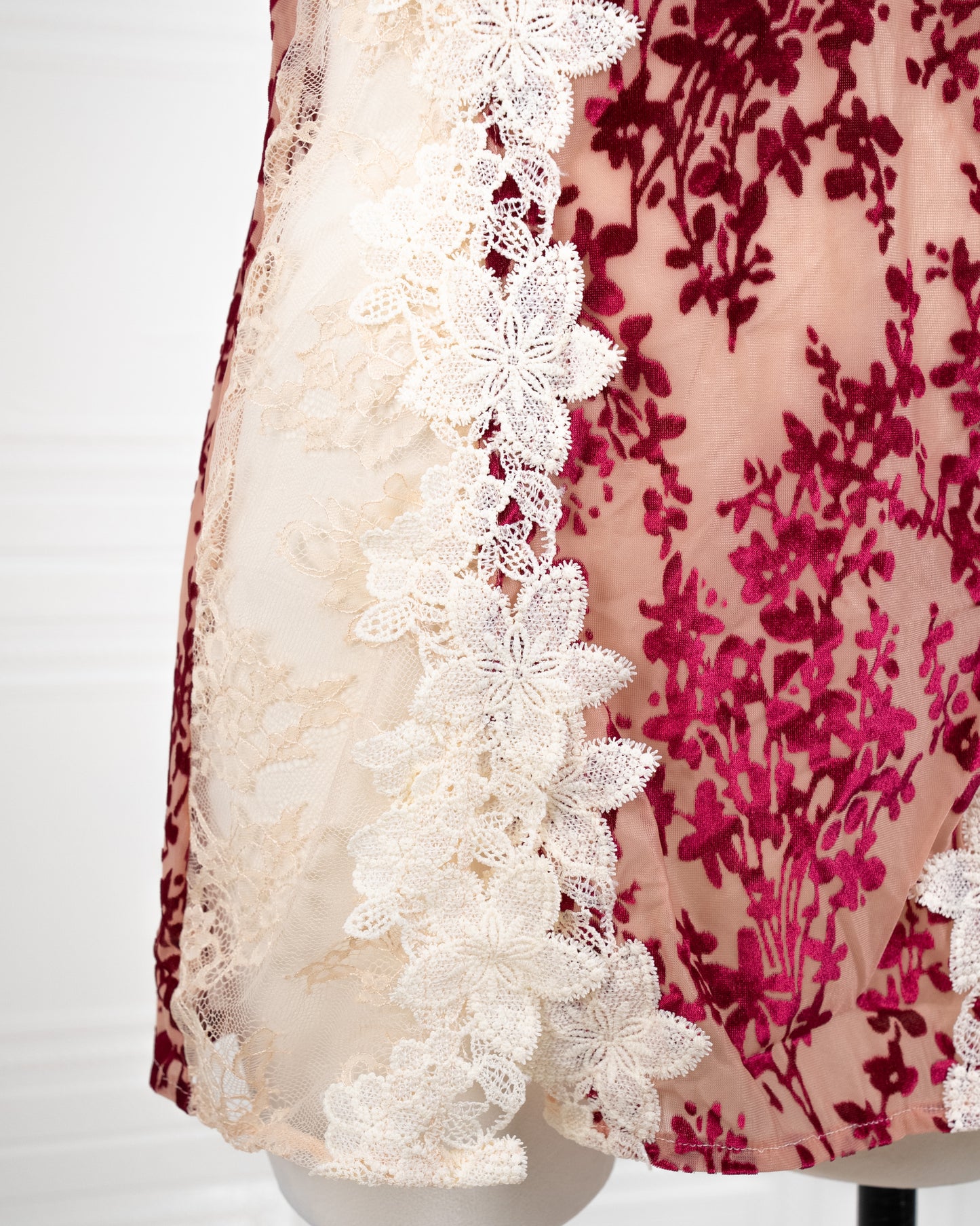 Heavy-Weight Printed Lace Cami Dress Red - Fever Lingeries