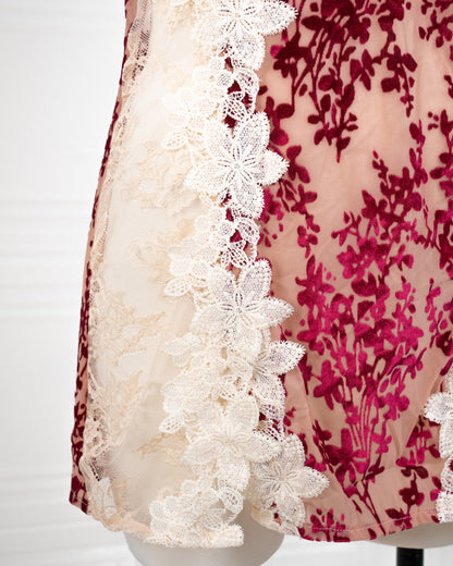 Heavy-Weight Printed Lace Cami Dress Red - Fever Lingeries