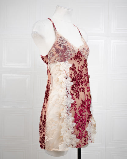 Heavy-Weight Printed Lace Cami Dress Red - Fever Lingeries