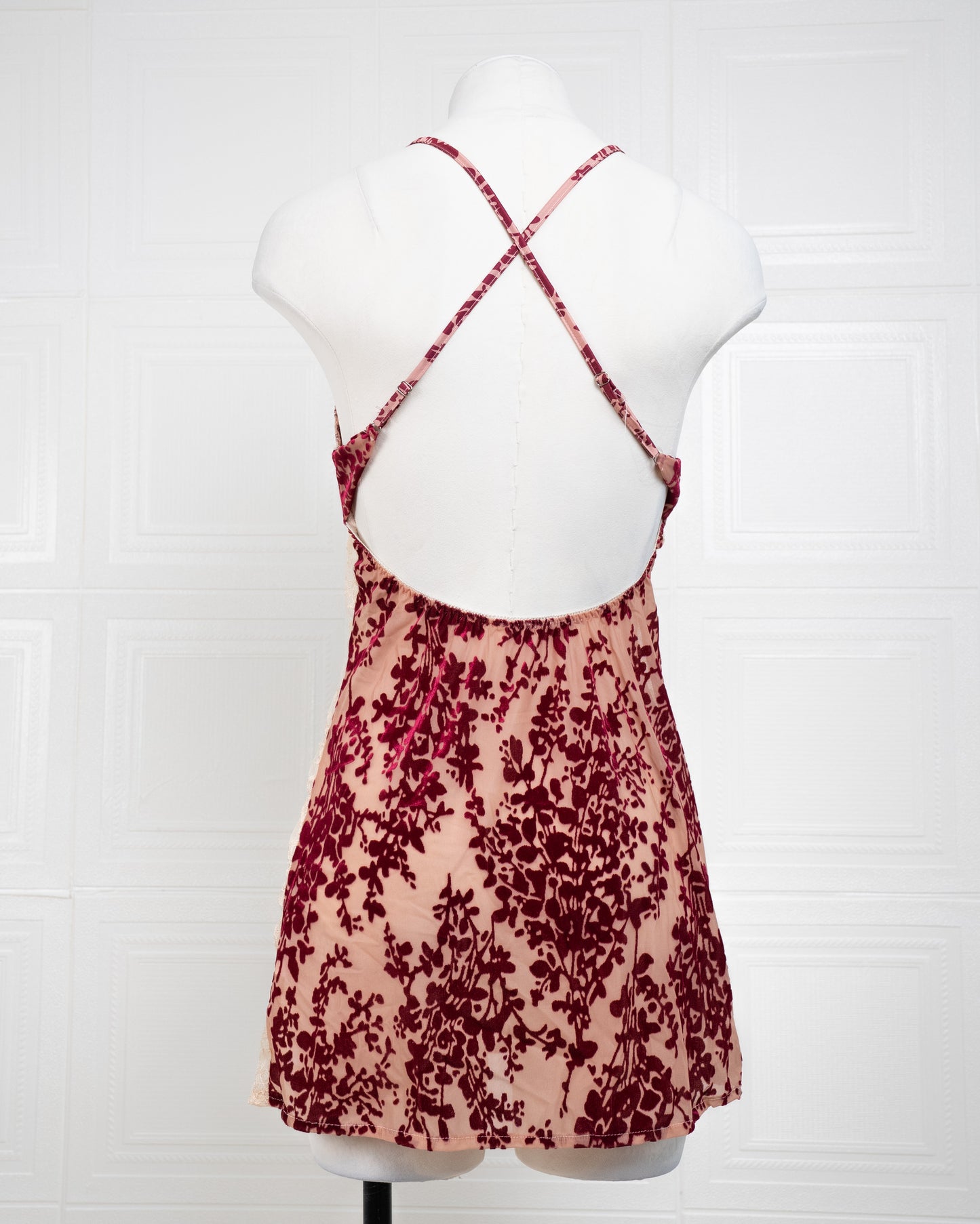 Heavy-Weight Printed Lace Cami Dress Red - Fever Lingeries