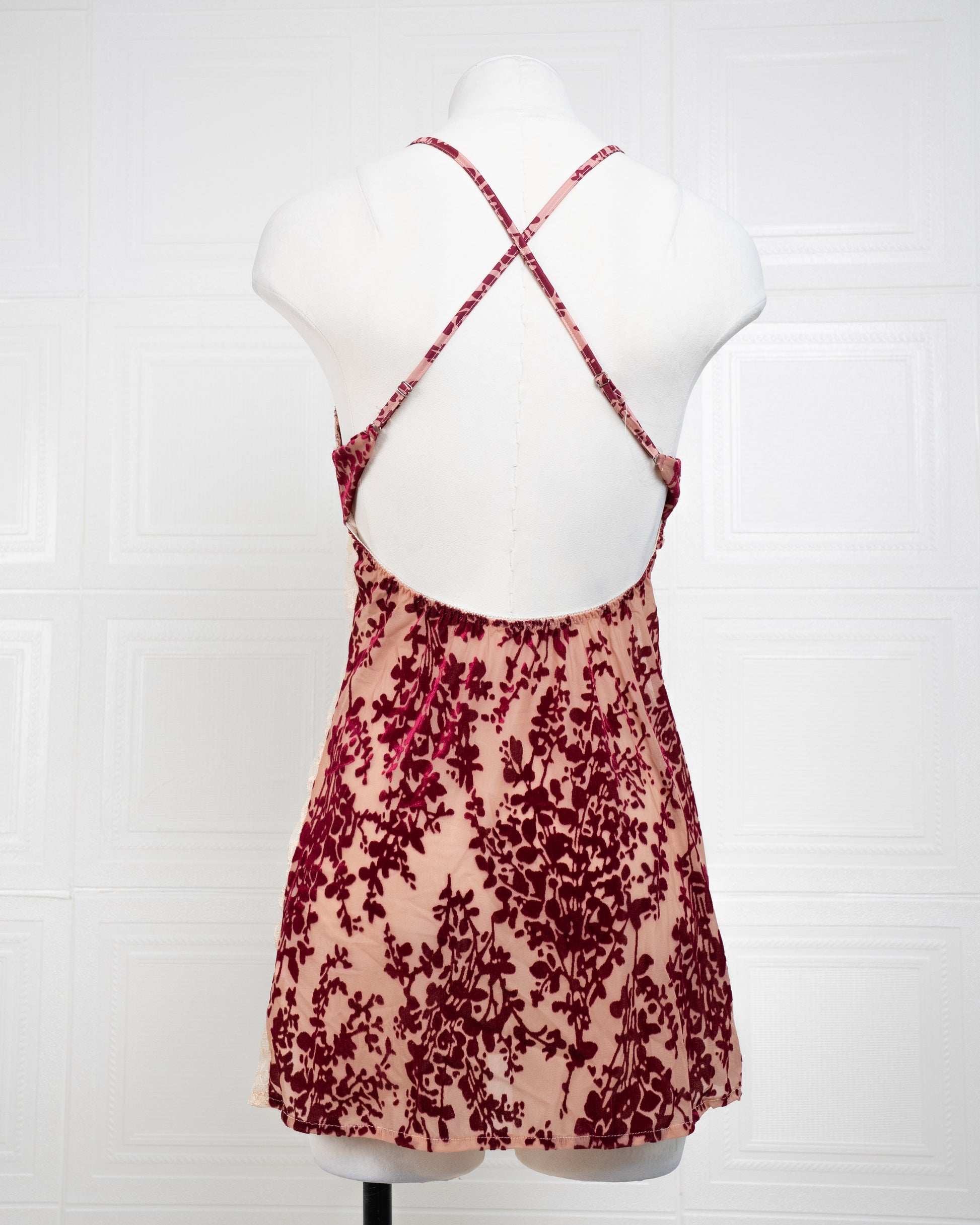 Heavy-Weight Printed Lace Cami Dress Red - Fever Lingeries