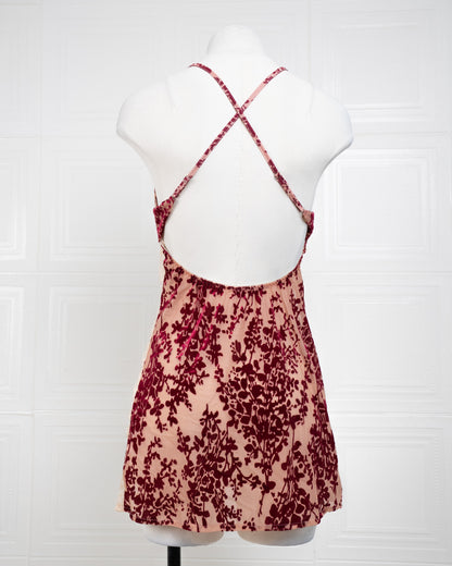 Heavy-Weight Printed Lace Cami Dress Red - Fever Lingeries