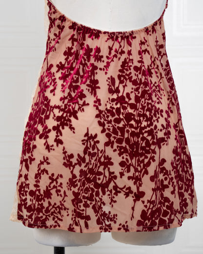 Heavy-Weight Printed Lace Cami Dress Red - Fever Lingeries