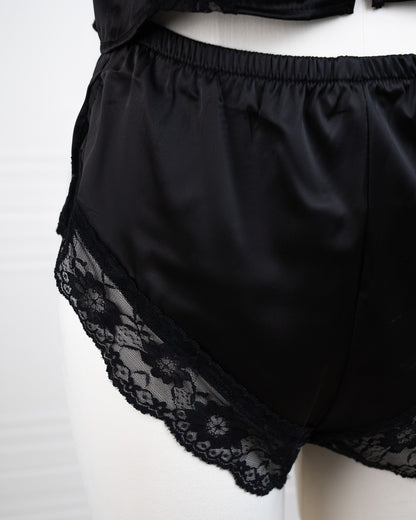 Satin&lace High Waist Cami Dress Black - Fever Lingeries