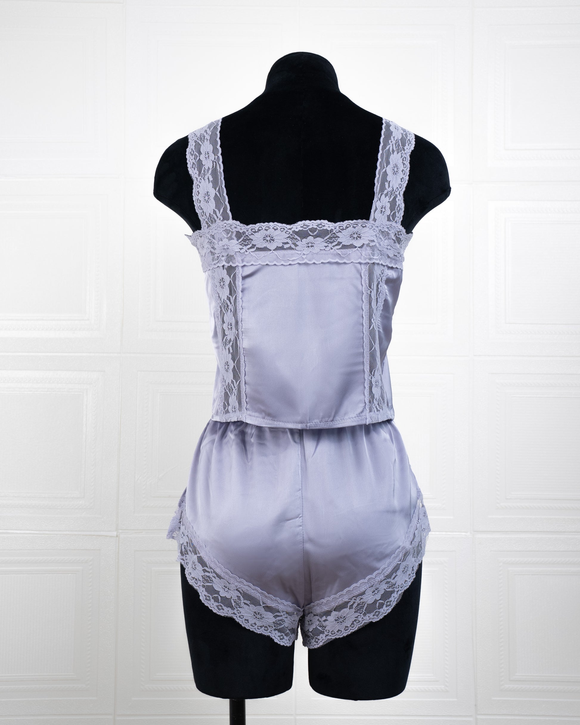 Satin&lace High Waist Cami Dress Lavender - Fever Lingeries