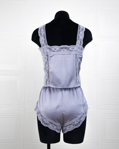 Satin&lace High Waist Cami Dress Lavender - Fever Lingeries