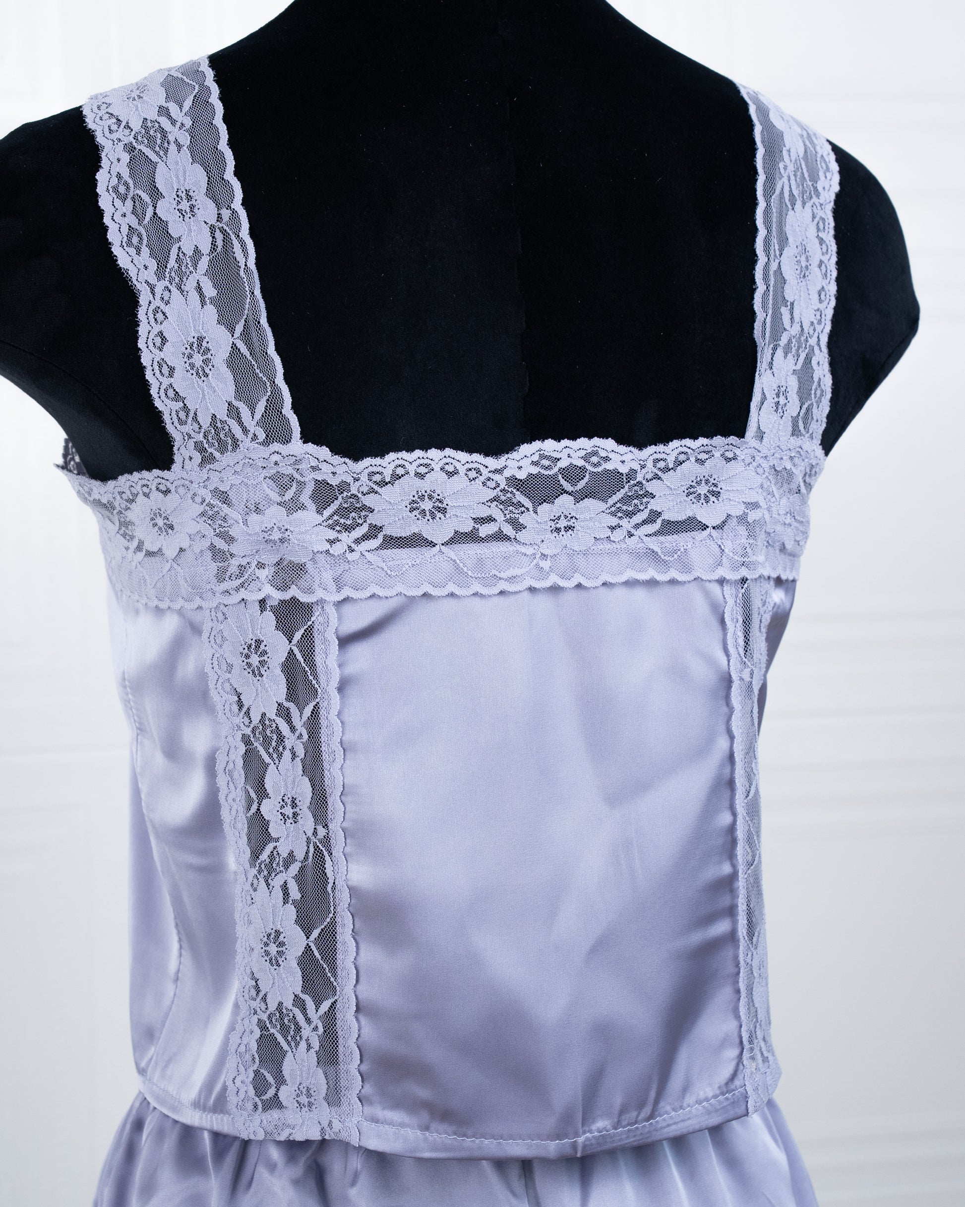 Satin&lace High Waist Cami Dress Lavender - Fever Lingeries