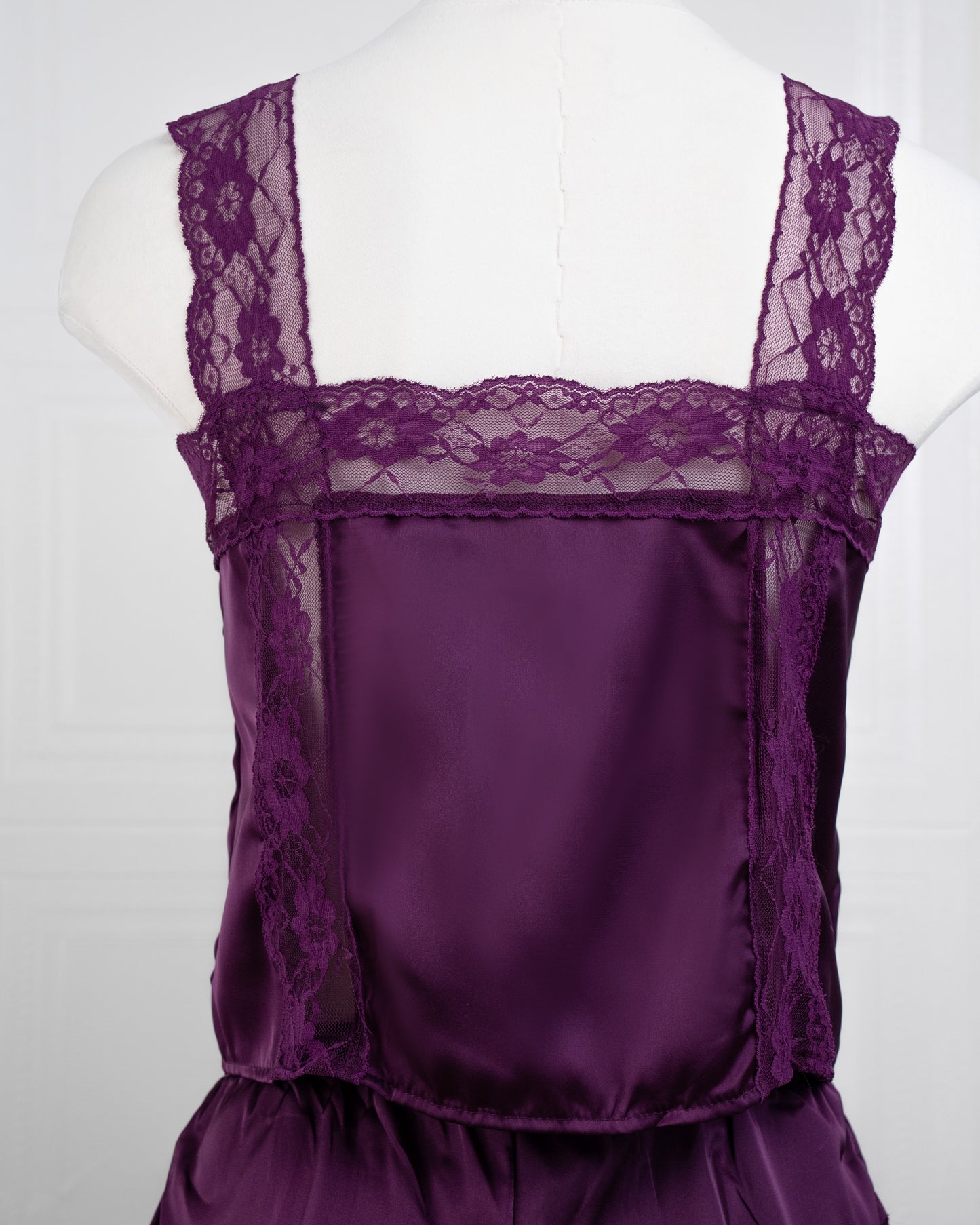 Satin&lace High Waist Cami Dress Purple - Fever Lingeries