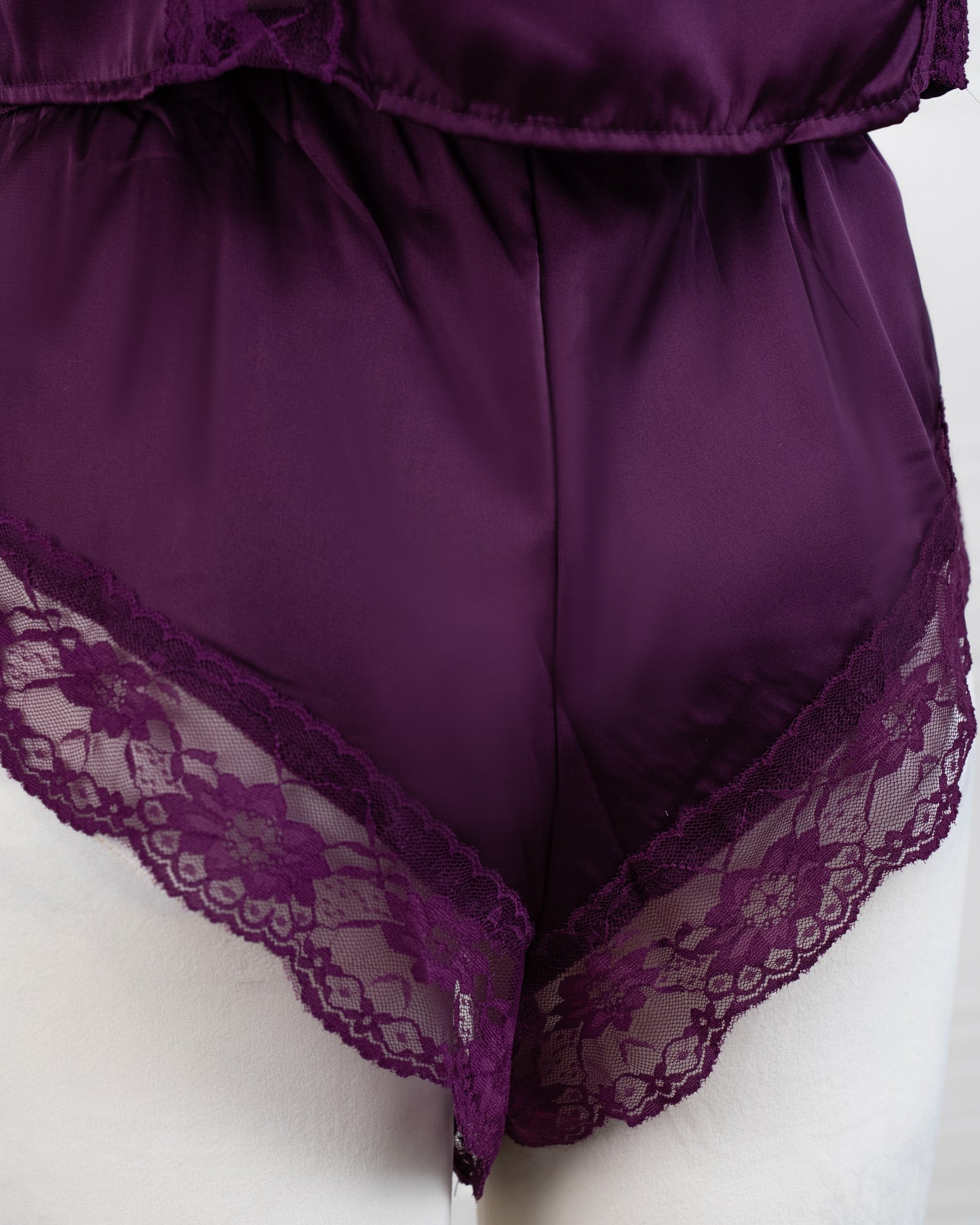 Satin&lace High Waist Cami Dress Purple - Fever Lingeries