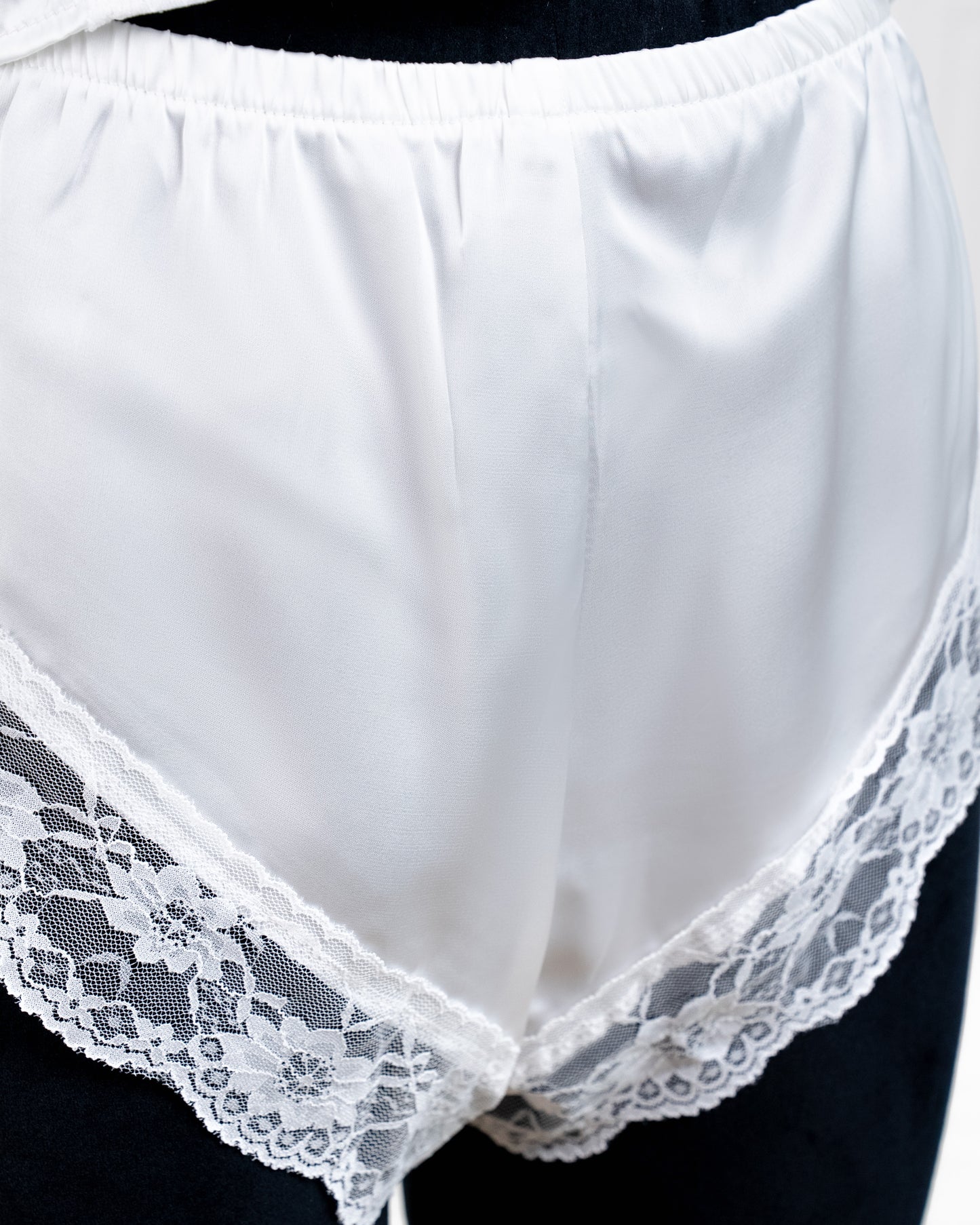 Satin&lace High Waist Cami Dress White - Fever Lingeries