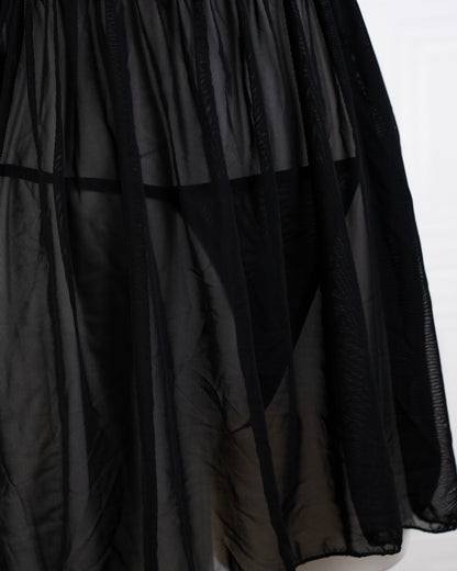 Sheer Mesh Deep V Lace Cami Nightgown Black - Fever Lingeries