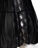 Sheer Mesh Deep V Lace Cami Nightgown Black - Fever Lingeries