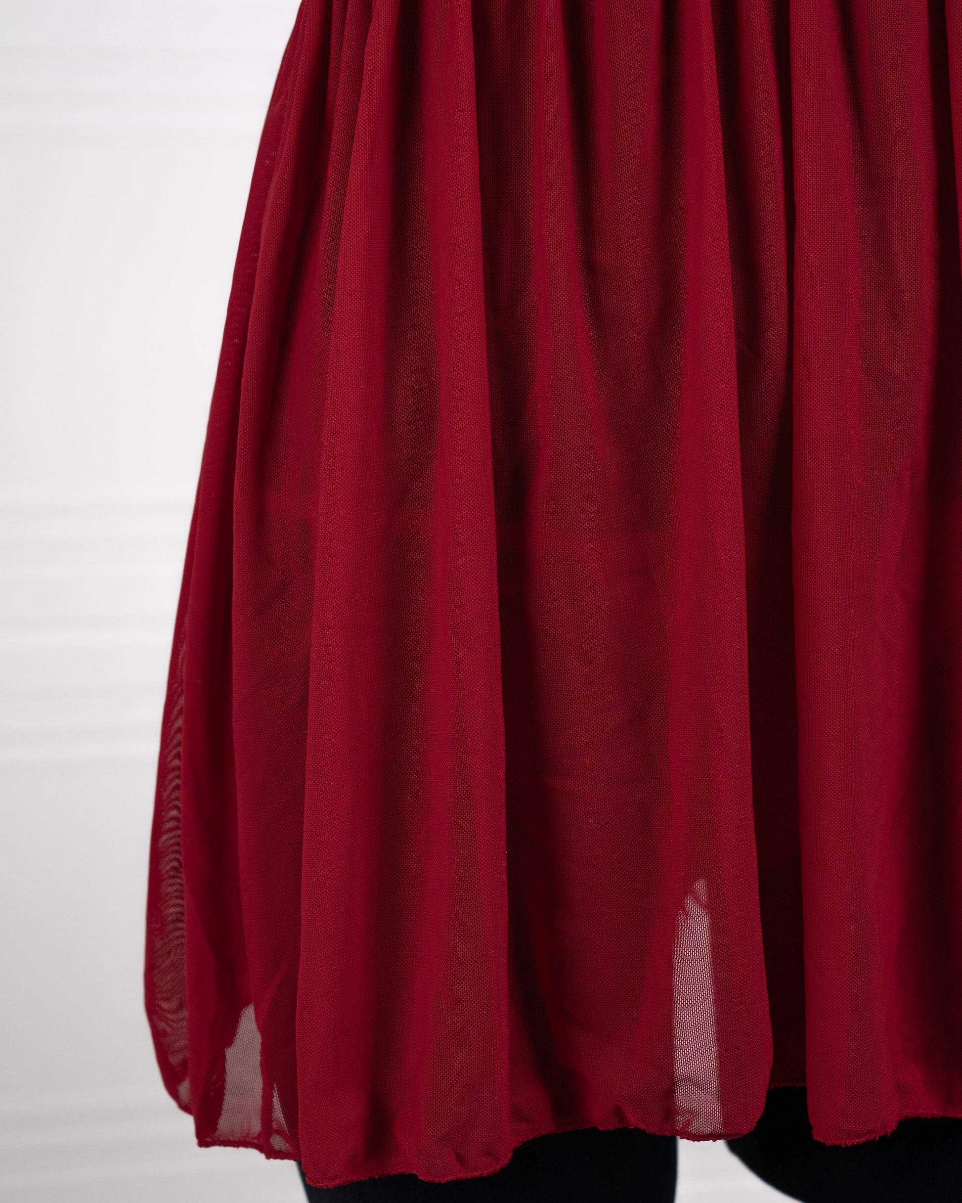 Sheer Mesh Deep V Lace Cami Nightgown Red - Fever Lingeries