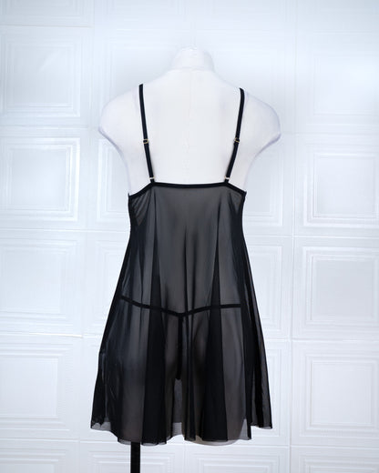 Designer-inspired Tulle Nightdress Black - Fever Lingeries