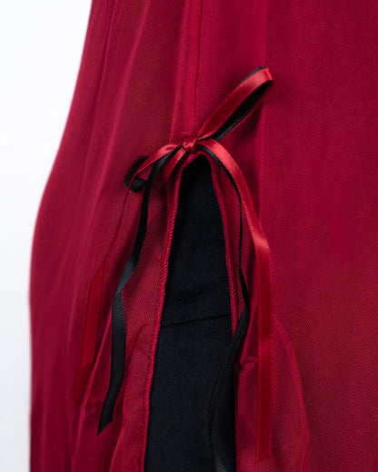 Sheer Slit Pearl-embellished Lace Slip Dress Red - Fever Lingeries