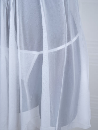 Designer-inspired Tulle Nightdress White - Fever Lingeries