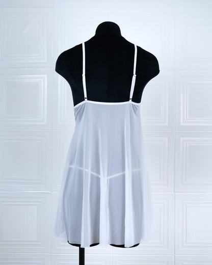 Designer-inspired Tulle Nightdress White - Fever Lingeries