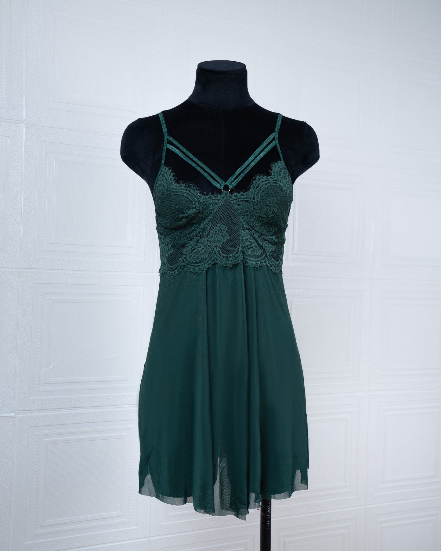 Designer-inspired Tulle Nightdress Green - Fever Lingeries