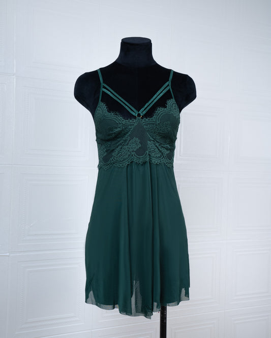 Designer-inspired Tulle Nightdress Green - Fever Lingeries