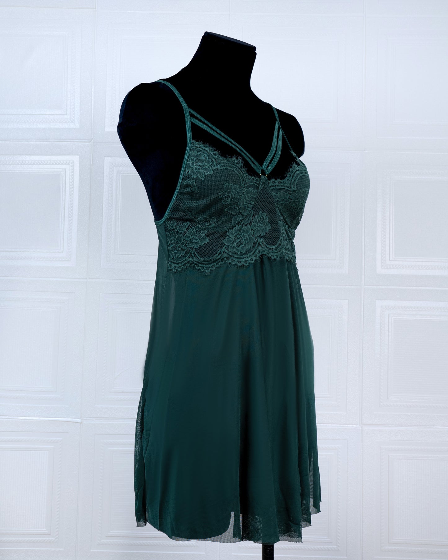 Designer-inspired Tulle Nightdress Green - Fever Lingeries