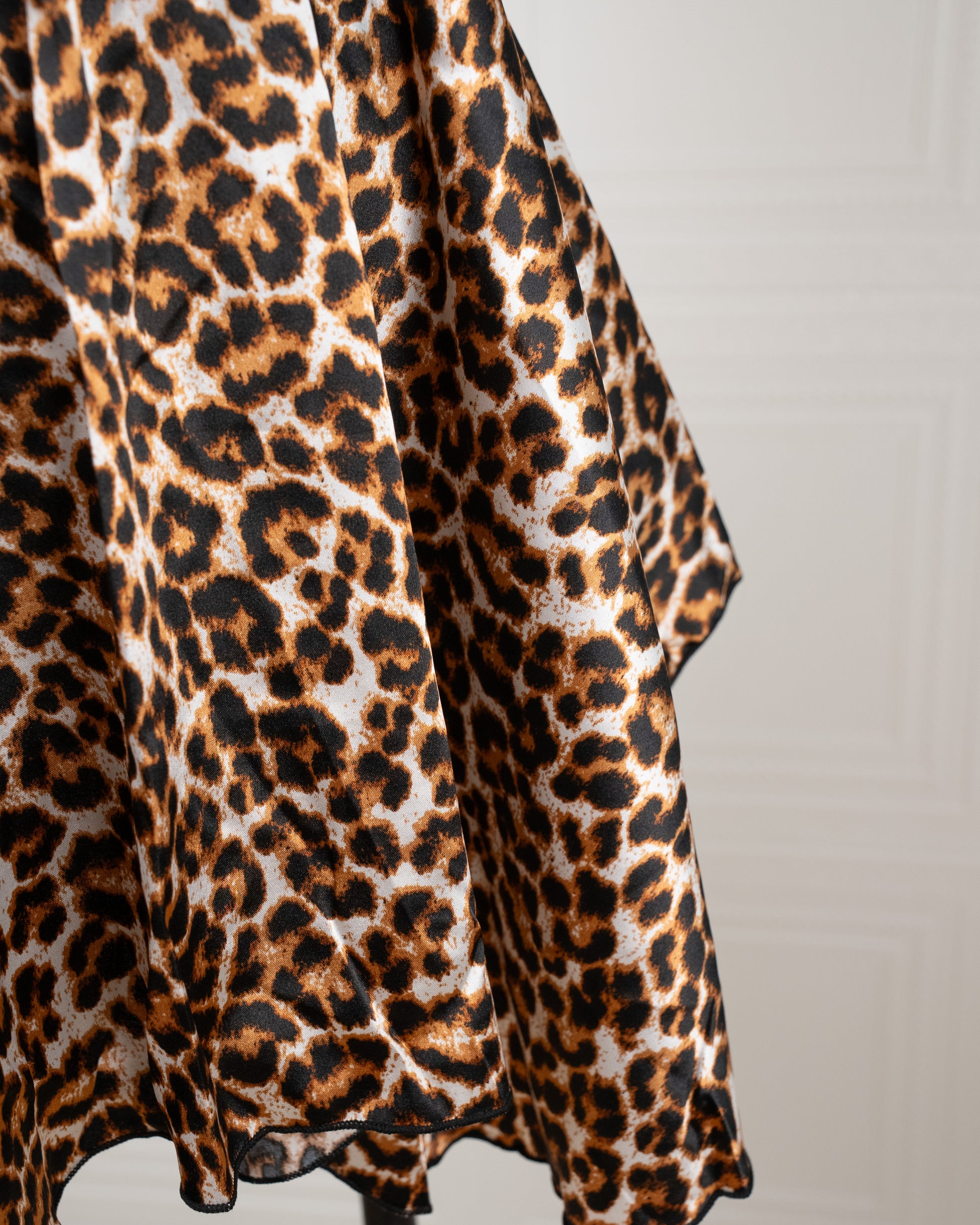 Lace-paneled Leopard Print Satin Nightdress - Fever Lingeries