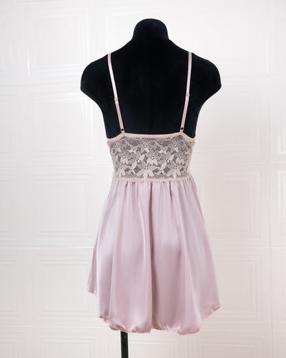 Lace-panelled Silk Camisole Nightdress Pink - Fever Lingeries