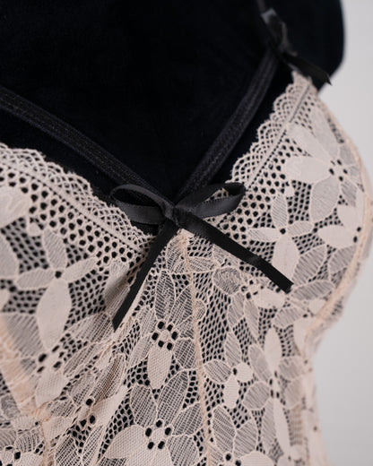 Lace-panelled Silk Camisole Nightdress Black - Fever Lingeries