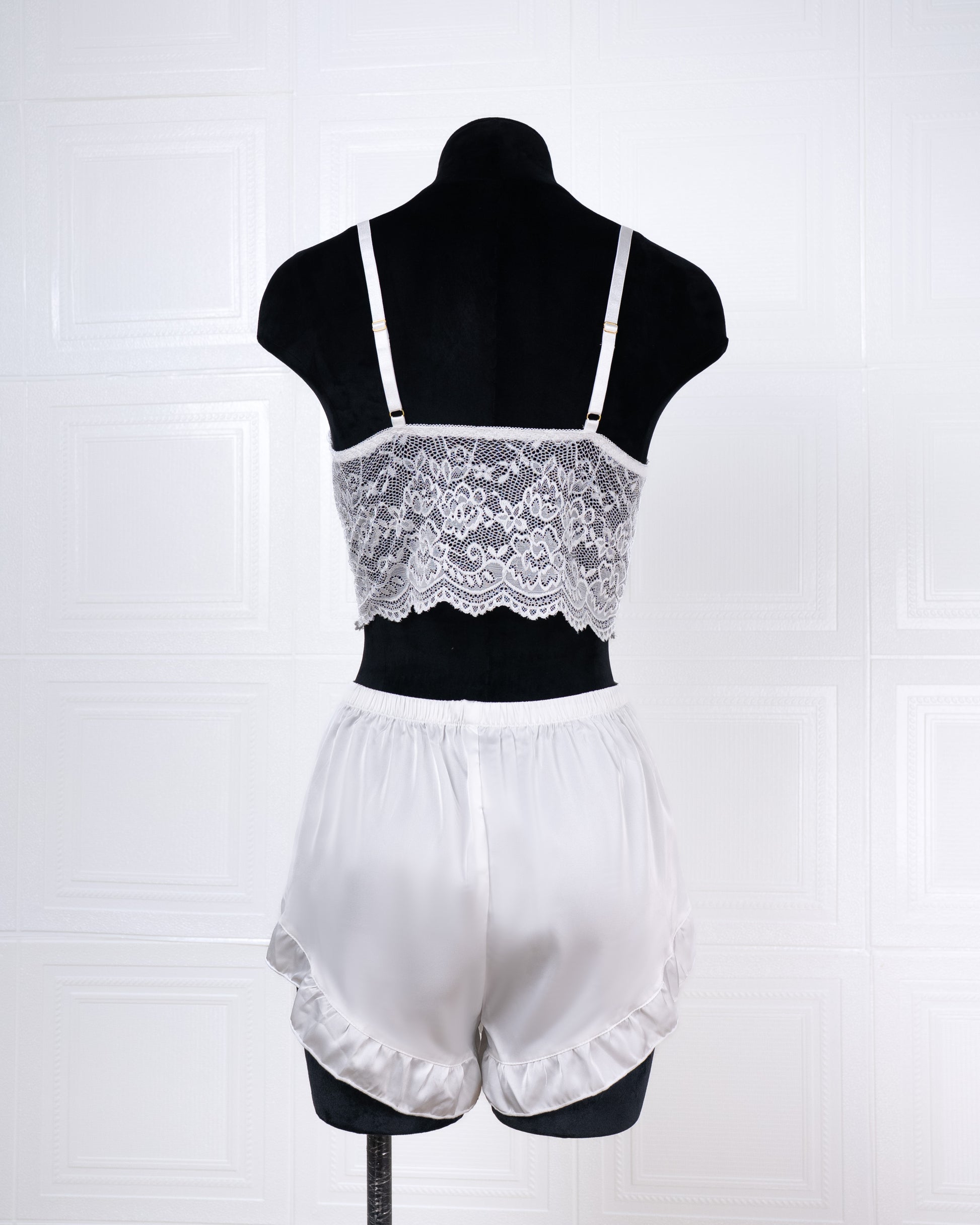 Lace Camisole and Ruffled Shorts Loungewear Set - Fever Lingeries