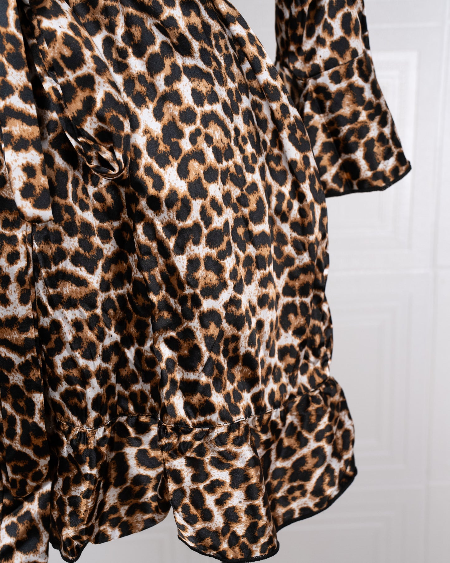 Three-piece Leopard Print Silk Bathrobe Set - Fever Lingeries