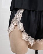 Lace-paneled Ice Silk Camisole and Shorts Two-piece Set - Fever Lingeries
