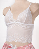 Three-piece Pink Striped Silk Bathrobe Set - Fever Lingeries