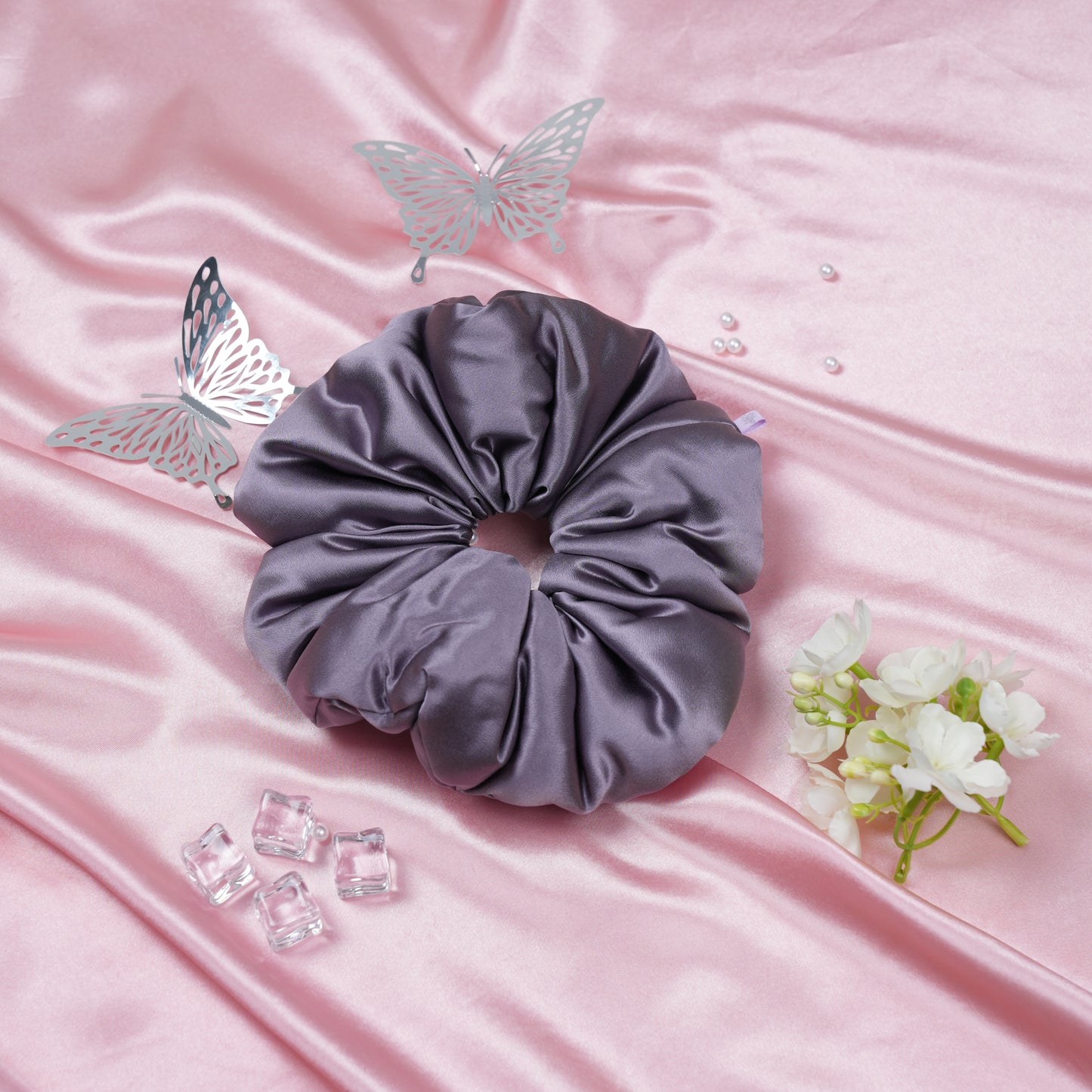 Silk Scrunchie Taro Bloom