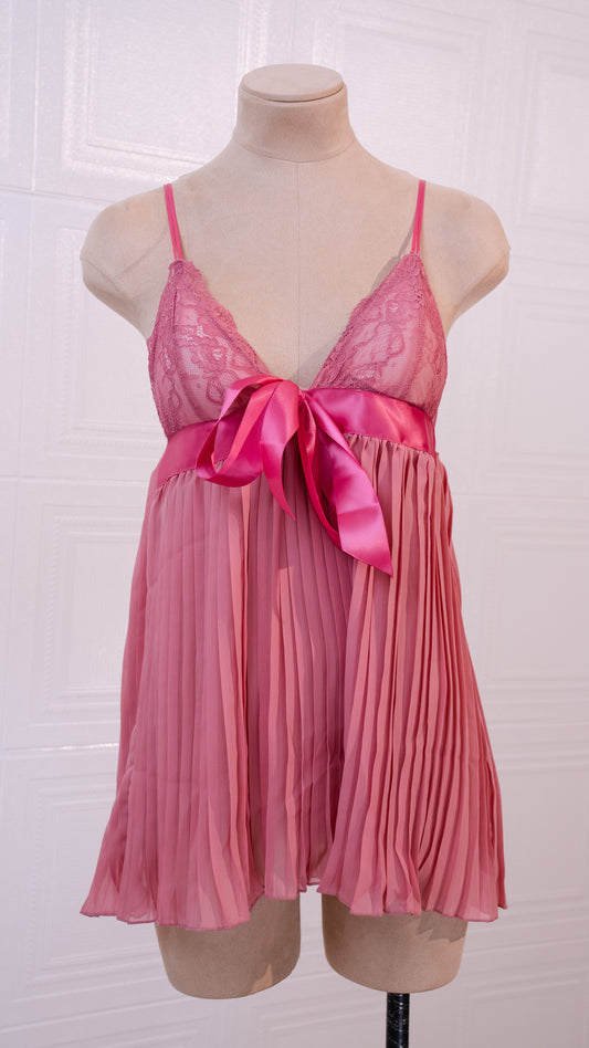 Serene Ribbon Pleat Babydoll Pink