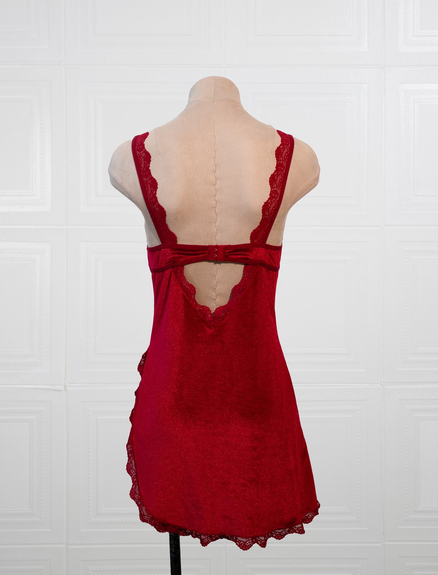 Crimson Temptation Lace Slip