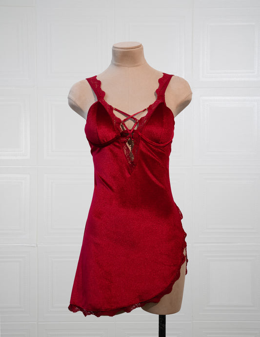 Crimson Temptation Lace Slip