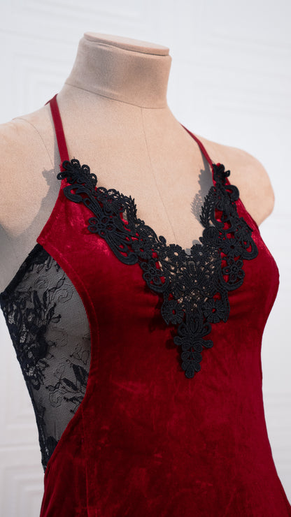 Crimson Eclipse Open-Back Gown