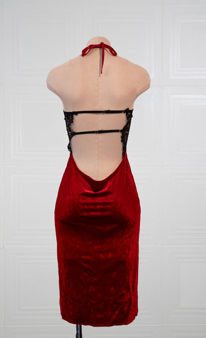 Crimson Eclipse Open-Back Gown