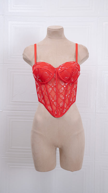 Ethereal Lace Corset Red