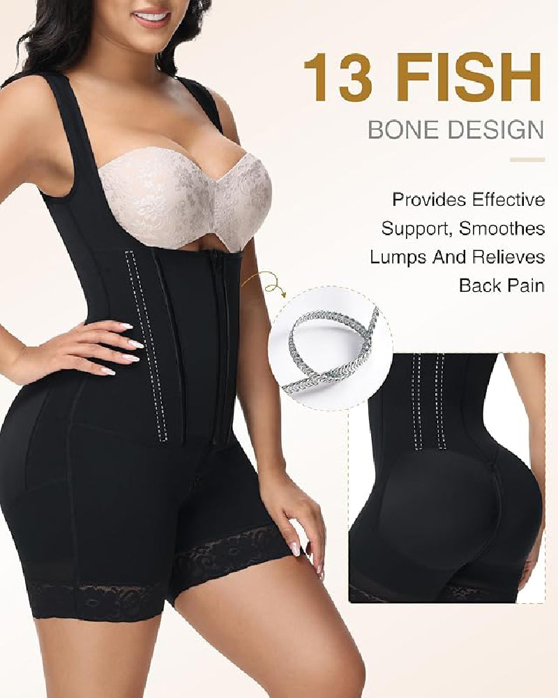 Silkye® High compression Front Zipper Mid Thigh Shapewear
