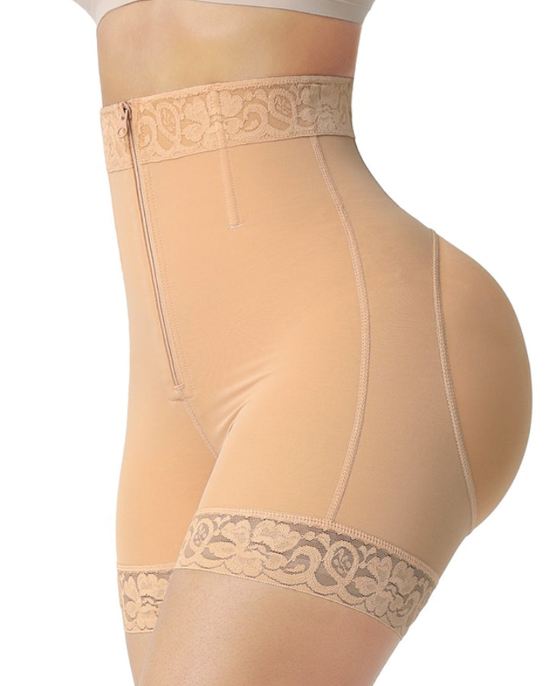 Silkye® Mid Waist Tummy Control Front Zipper High Compression Butt Lifter Shaper Fajas Shorts