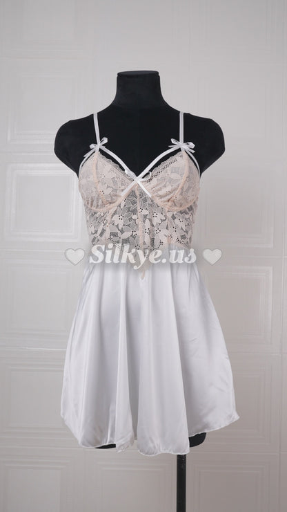 Lace-panelled Silk Camisole Nightdress White