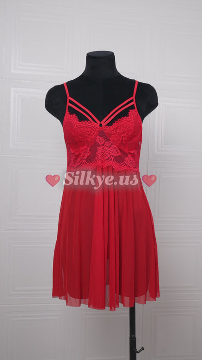 Designer-inspired Tulle Nightdress Red