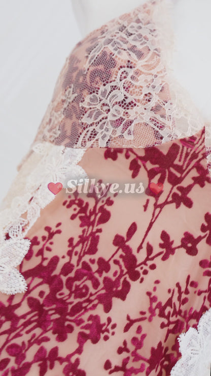 Heavy-Weight Printed Lace Cami Dress Red