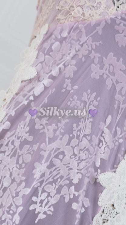 Heavy-Weight Printed Lace Cami Dress Purple