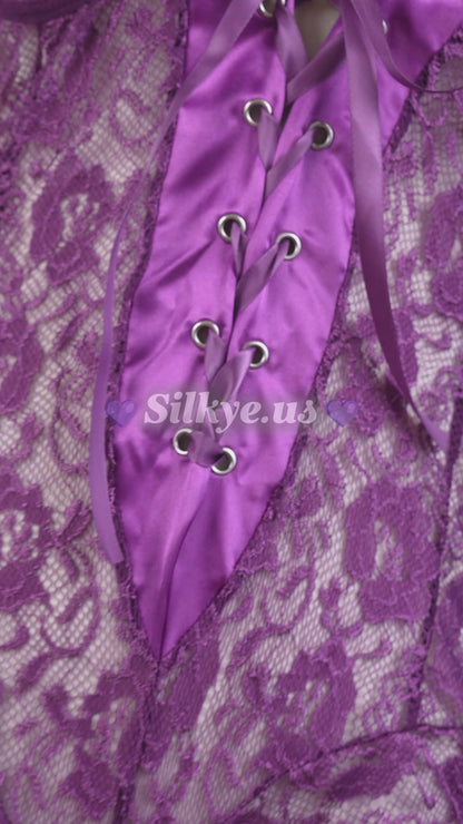 Lace Girdle Strap Dress Purple