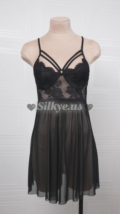 Designer-inspired Tulle Nightdress Black